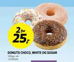 Bunnpris DONUTS CHOCO, WHITE OG SUGAR tilbud