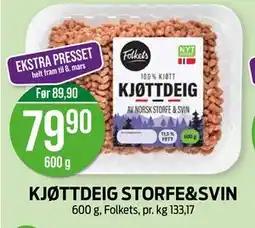 Kiwi KJØTTDEIG STORFE&SVIN tilbud