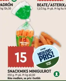 Coop Mega SNACKMIKS MINIGULROT, Medlemspris tilbud