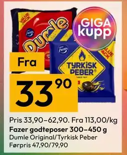 Gigaboks Fazer godteposer 300–450 g tilbud