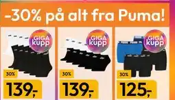 Gigaboks 30% på alt fra Puma! tilbud