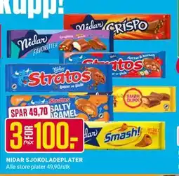 Europris NIDAR SJOKOLADEPLATER tilbud