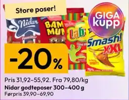 Gigaboks Nidar godteposer tilbud