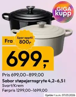 Gigaboks Sabor støpejernsgryte tilbud