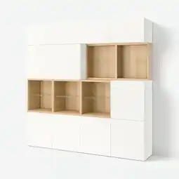 IKEA BestÅ Oppbevaring med dører, hvitbeiset eik/lappviken hvit, 240x42x231 cm tilbud