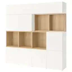 IKEA BestÅ Oppbevaring med dører, hvitbeiset eik/lappviken hvit, 240x42x231 cm tilbud