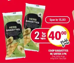 Coop Extra Coop baguettes m/urter 2 pk tilbud