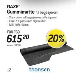 Thansen Gummimatte tilbud