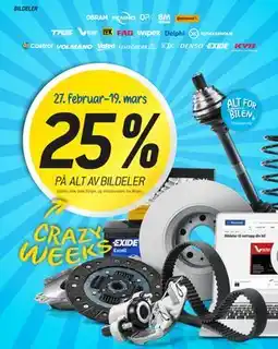 Thansen 25% PÅ ALT AV BILDELER tilbud