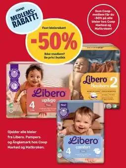 Matkroken Som Coopmedlem får du -50% på alle bleier hos Coop Marked og Matkroken! tilbud