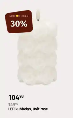 Nille Led kubbelys, hvit rose tilbud