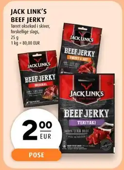 Scandinavian Park JACK LINK’S BEEF JERKY, EUR 2 tilbud