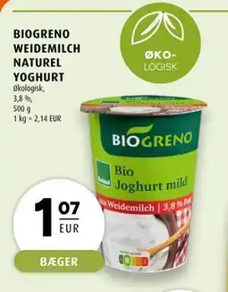 Scandinavian Park BIOGRENO WEIDEMILCH NATUREL YOGHURT, EUR 1.07 tilbud