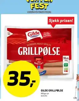 Bunnpris GILDE GRILLPØLSE tilbud