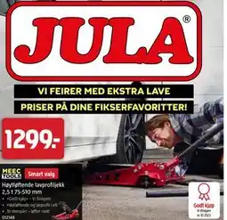 Jula Høytløftende lavprofiljekk 2,5 t 75-510 mm tilbud
