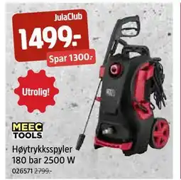 Jula Høytrykksspyler 180 bar 2500 W, Medlemspris tilbud