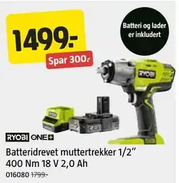 Jula Batteridrevet muttertrekker 1/2” 400 Nm 18 V 2,0 Ah tilbud