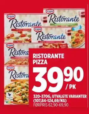 Meny RISTORANTE PIZZA tilbud