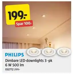 Jula Dimbare LED-downlights 3 -pk 6 W 500 lm tilbud