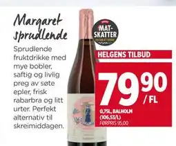 Meny Margaret sprudlende tilbud