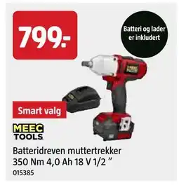 Jula Batteridreven muttertrekker 350 Nm 4,0 Ah 18 V 1/2 tilbud