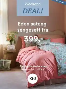 Kid Interiør Eden sateng sengesett, Medlemspris tilbud