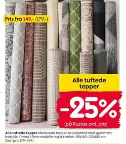 Rusta Alle tuftede tepper tilbud