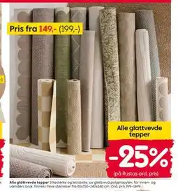 Rusta Alle glattvevde tepper tilbud
