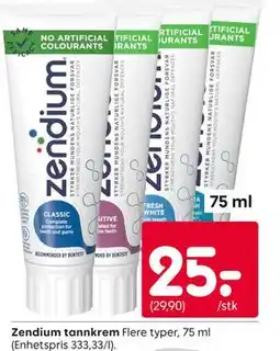 Rusta Zendium tannkrem tilbud