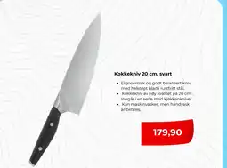Clas Ohlson Kokkekniv 20 cm, svart tilbud