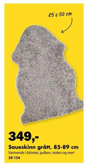 Saueskinn grått, 85-89 cm