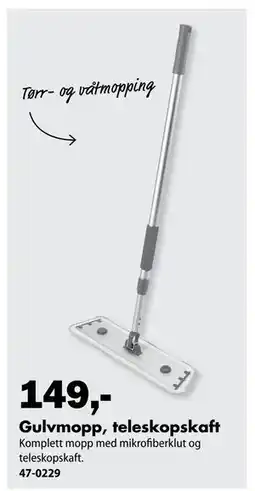 Biltema Gulvmopp, teleskopskaft tilbud