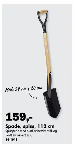 Biltema Spade, spiss, 112 cm tilbud