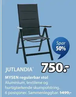 JYSK MYSEN regulerbar stol tilbud