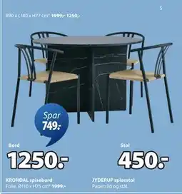 JYSK JYDERUP spisestol tilbud