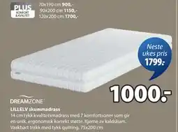 JYSK LILLELV skummadrass tilbud