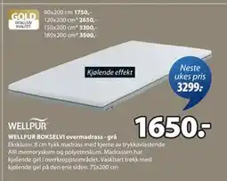 JYSK WELLPUR BOKSELVI overmadrass - grå tilbud