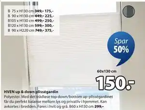 JYSK HVEN up & down plisségardin tilbud