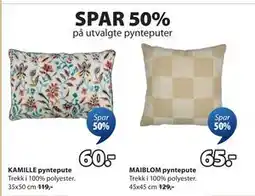 JYSK SPAR 50% på utvalgte pynteputer tilbud