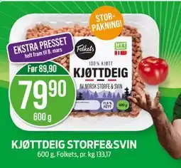 Kiwi KJØTTDEIG STORFE&SVIN tilbud