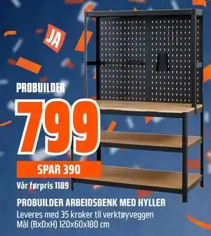 PROBUILDER ARBEIDSBENK MED HYLLER