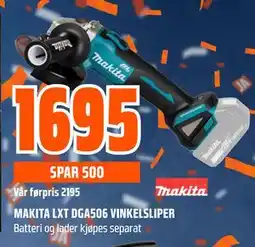 Obs Bygg MAKITA LXT DGA506 VINKELSLIPER tilbud