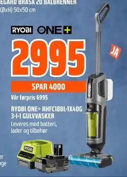 Obs Bygg RYOBI ONE+ RHFC18BL-1X40G 3-I-1 GULVVASKER tilbud