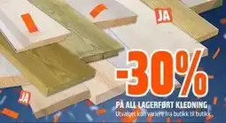 Obs Bygg 30% PÅ ALL LAGERFØRT KLEDNING tilbud