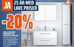 Obs Bygg BIANCA BADEROMSINNREDNING MED SPEILSKAP OG HØYSKAP tilbud