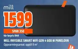 Obs Bygg MILL INVISIBLE SMART WIFI GEN 4 600 W PANELOVN tilbud