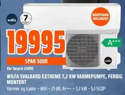 Obs Bygg WILFA SVALBARD EXTREME 7,2 KW VARMEPUMPE, FERDIG MONTERT tilbud