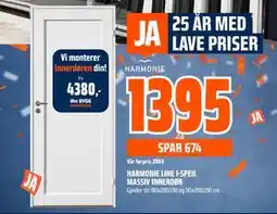 Obs Bygg HARMONIE LINE 1-SPEIL MASSIV INNERDØR tilbud