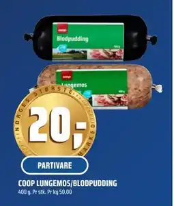 Coop Obs COOP LUNGEMOS/BLODPUDDING tilbud