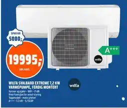 Coop Obs WILFA SVALBARD EXTREME 7,2 KW VARMEPUMPE, FERDIG MONTERT tilbud